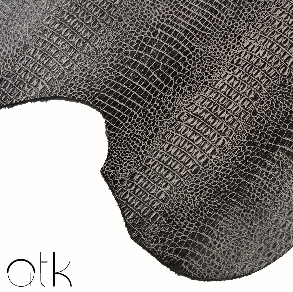 Black Crocodile Leather Embossed Leather Akram Tannery Kasur